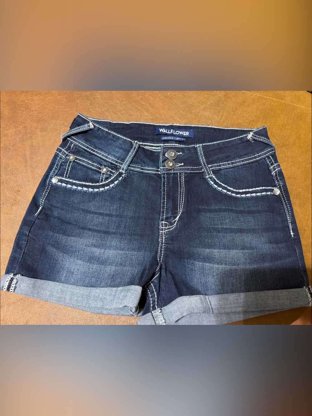 Wallflower Dark Indigo Jean Shorts with Rolled Hem
